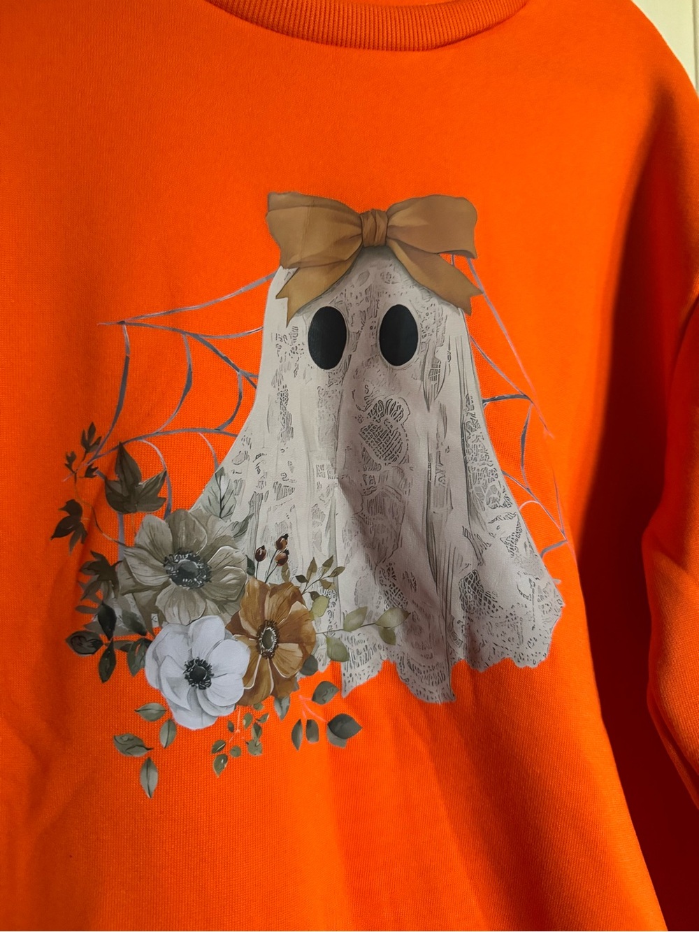 NWT Orange Crewneck Sweatshirt with Ghost Graphic, XL - Picture 2 of 7